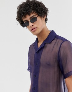 Темно-синяя прозрачная рубашка классического кроя ASOS DESIGN-Темно-синий