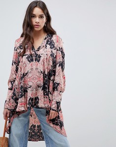 Топ с цветочным принтом Free People-Черный