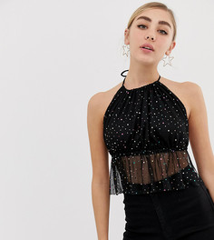 Черный кроп-топ с блестками Miss Selfridge-Мульти