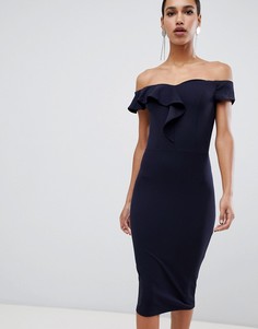 Облегающее платье с открытыми плечами AX Paris-Темно-синий
