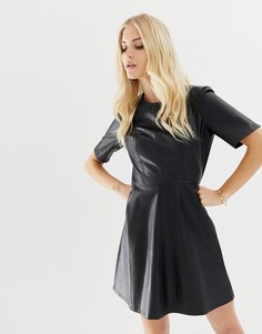 Полиуретановое платье мини А-силуэта ASOS DESIGN-Черный