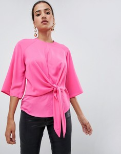 Розовый топ с завязкой на талии AX Paris