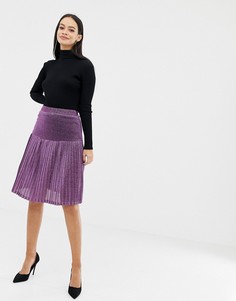 Плиссированная блестящая юбка с завышенной талией Unique21-Фиолетовый