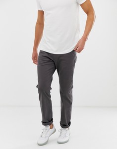 Темно-серые саржевые брюки прямого кроя Esprit-Серый