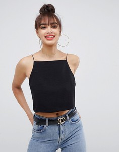 Свободный кроп-топ на бретелях с квадратным вырезом ASOS DESIGN-Черный