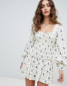 Платье мини со сборкой на талии Free People Two Faces-Белый