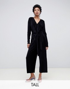 Бархатный комбинезон со складками Vero Moda Tall-Черный