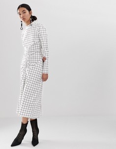 Платье с принтом и сборками ASOS WHITE-Белый