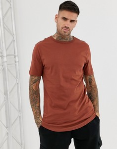 Светло-коричневая футболка с асимметричным подолом River Island-Светло-коричневый