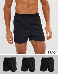 Набор из 3 черных тканых боксеров ASOS DESIGN - Скидка-Черный