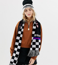 Oversize-шарф в клетку с логотипом и кисточками Reclaimed Vintage inspired-Черный