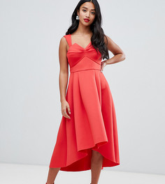 Платье миди для выпускного с драпировкой на лифе ASOS DESIGN Petite-Розовый