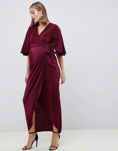 Плиссированное платье макси с запахом ASOS DESIGN Maternity-Красный