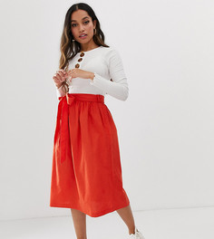 Льняная юбка миди ASOS DESIGN Petite-Красный