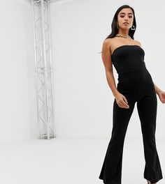 Расклешенный комбинезон-бандо из крепа ASOS DESIGN Petite-Черный