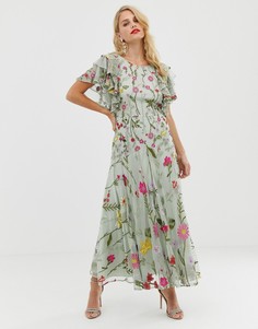 Платье мидакси с оборками на рукавах ASOS EDITION bloombox-Розовый