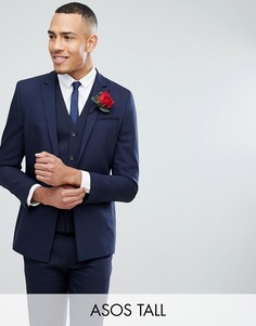 Темно-синий облегающий пиджак с ровным низом ASOS TALL Wedding