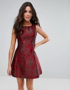 Жаккардовое приталенное платье AX Paris-Фиолетовый