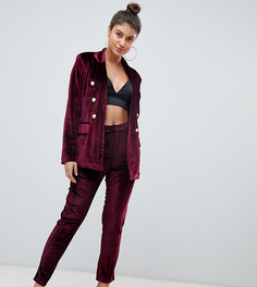Бордовые бархатные брюки Missguided-Красный