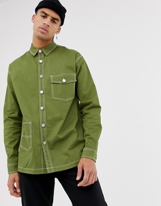 Рубашка с контрастной строчкой Mennace-Зеленый