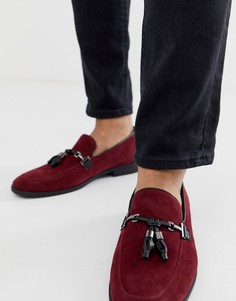 Бордовые лоферы из искусственной замши с кисточками ASOS DESIGN-Красный