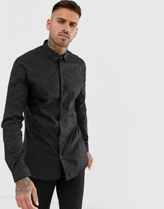 Черная приталенная рубашка с блестками River Island-Черный
