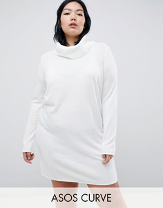 Вязаное платье мини ASOS DESIGN Curve-Кремовый