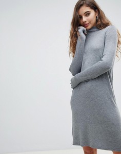 Серое трикотажное платье-джемпер Only-Серый