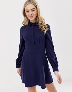 Платье-рубашка мини на пуговицах ASOS DESIGN-Темно-синий