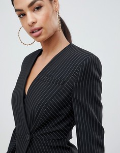 Блейзер в тонкую полоску ASOS DESIGN-Мульти