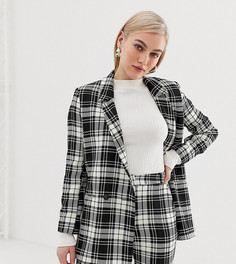 Блейзер в черно-белую клетку ASOS DESIGN Petite-Мульти