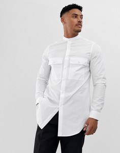 Удлиненная рубашка с воротником с застежкой на пуговицу ASOS DESIGN-Белый