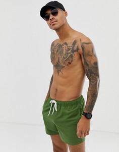 Короткие шорты для плавания цвета хаки ASOS DESIGN-Зеленый