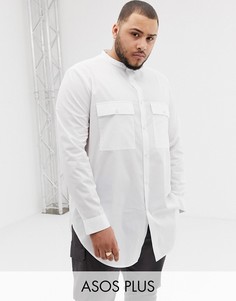 Длинная рубашка с воротником на пуговице ASOS DESIGN Plus-Белый