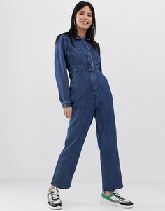 Синий джинсовый комбинезон в стиле милитари ASOS DESIGN