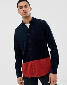 Вельветовая рубашка колор блок Hymn-Темно-синий