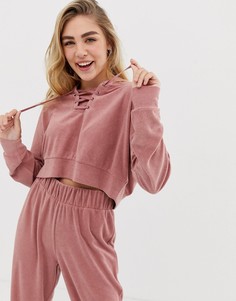 Фактурный худи для дома со шнуровкой ASOS DESIGN-Розовый