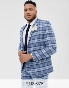 Синий супероблегающий пиджак в клетку Twisted Tailor