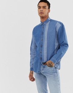 Свободная джинсовая рубашка в полоску ASOS DESIGN-Синий