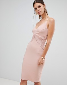 Розовое облегающее платье миди River Island-Розовый