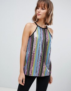 Топ с халтером и разноцветными пайетками River Island-Черный
