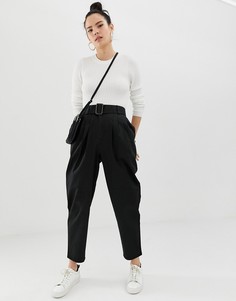 Брюки галифе с поясом и черепаховой пряжкой ASOS DESIGN-Черный