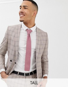 Двубортный облегающий пиджак в клетку Twisted Tailor Tall-Бежевый