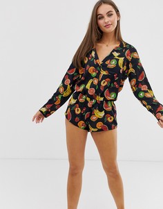 Комбинируемые пижамные шорты с принтом фруктов ASOS DESIGN-Мульти