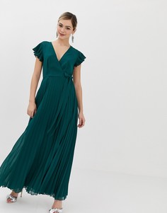 Платье макси с расклешенными рукавами ASOS DESIGN-Зеленый