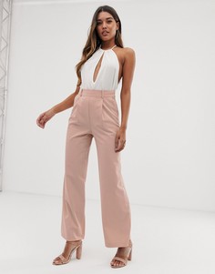 Широкие брюки с защипами ASOS DESIGN-Розовый