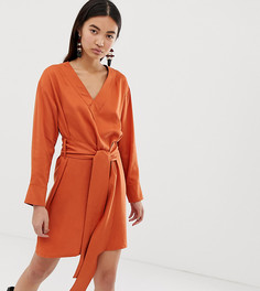 Темно-оранжевое платье с запахом Weekday-Оранжевый