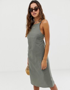 Хлопковый сарафан миди с пряжкой сзади ASOS DESIGN-Зеленый