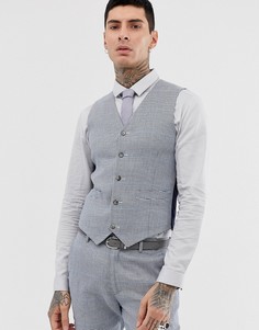 Серый супероблегающий льняной жилет в клетку ASOS DESIGN wedding