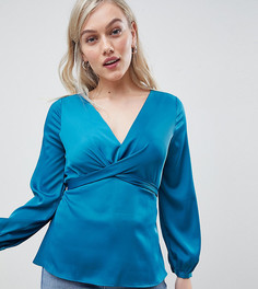 Сине-зеленая блузка с запахом River Island Petite-Синий